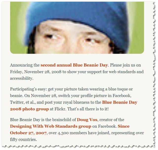 Zeldman - Blue Beanie Day - archives