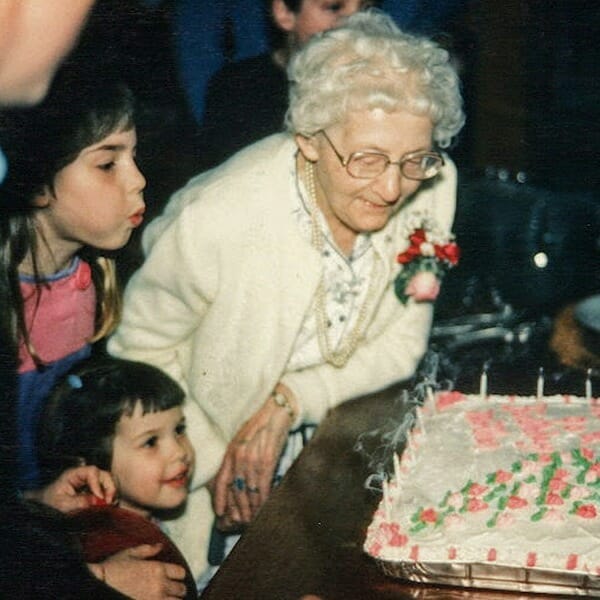 My grandmother, Allie Hoekstra. Blowing out the candles at her 90th birthday party.