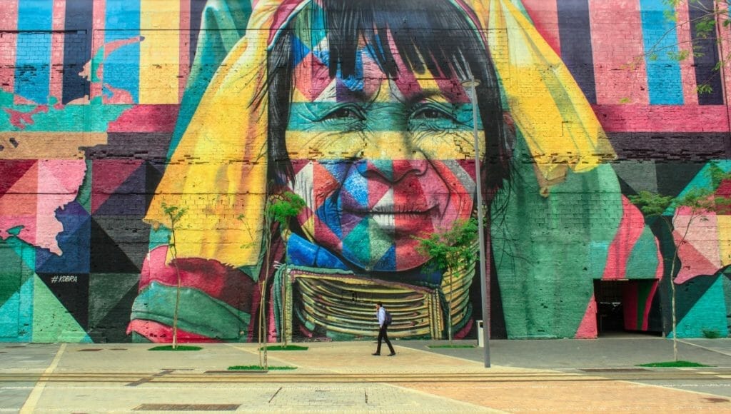 Super-sized mural by Brazilian street artist Eduardo Kobra.