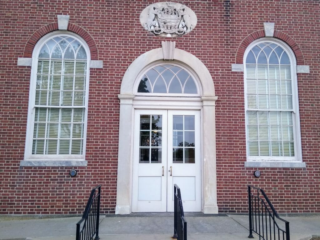 A keystone motif design for arched windows and doors at the Henry Ford Museum in Dearborn, MI