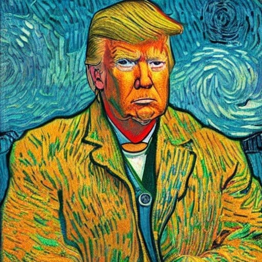 Donald Trump portrait - with Van Gogh style brush strokes