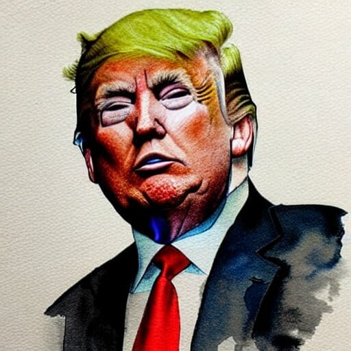 Donald Trump portrait - water color and pencil