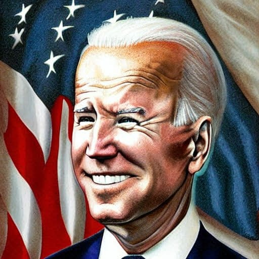 A presidential Joe Biden portrait - USA flag