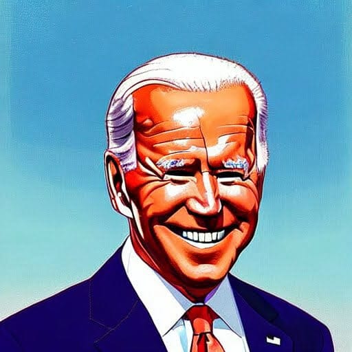 Joe Biden portrait - white hair, big smile