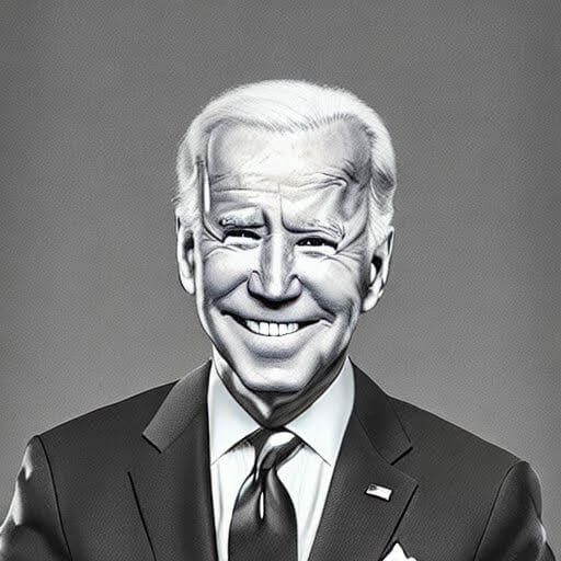Joe Biden Portrait - black and white, silver tones