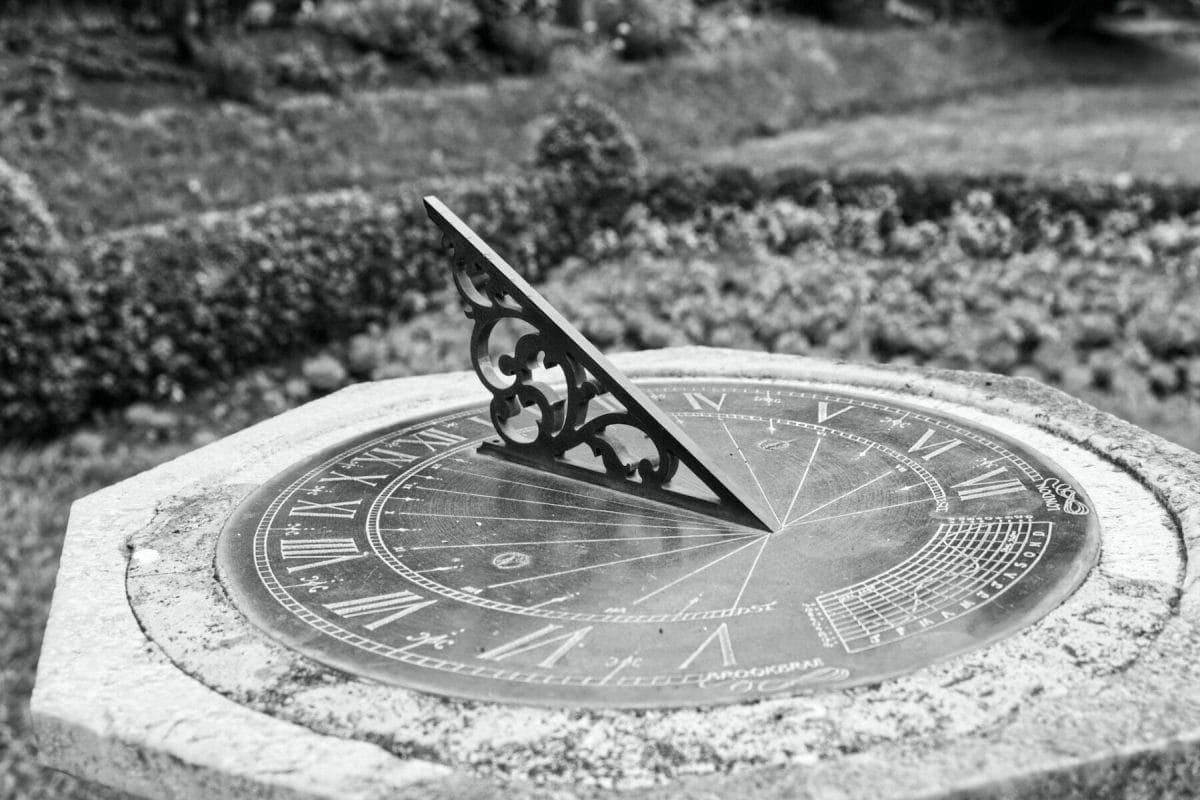 Sundial shadows. A sundial at a park in Madeira Islands, Portugal.