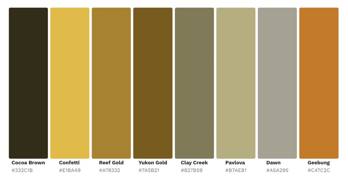 A color palette generated from some of the colors used in the yellow warbler canvas print.