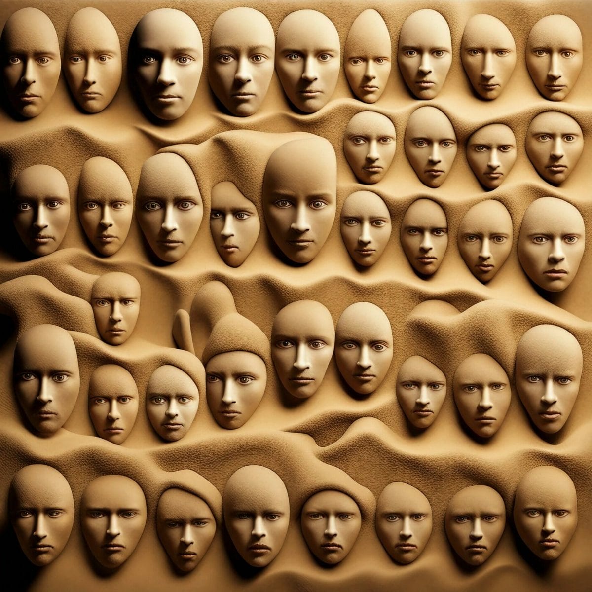 More sand people. Every person is a grain of sand, among the millions of people and grains of sand. Each face is a grain of sand.