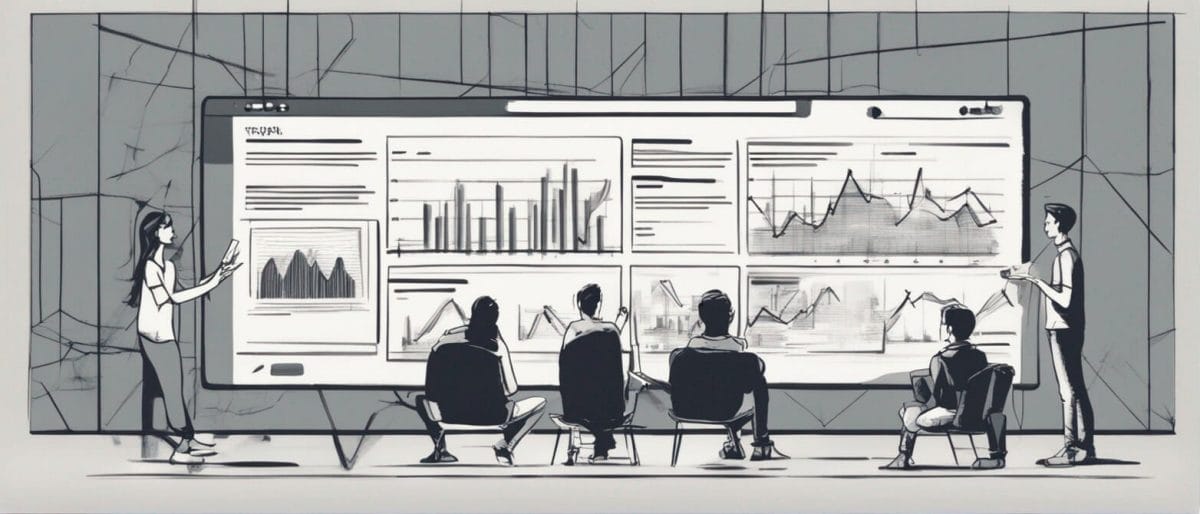 A group of young business people evaluating website analytics. 2nd illustration for the article on 10 Criteria to Evaluate a Website.