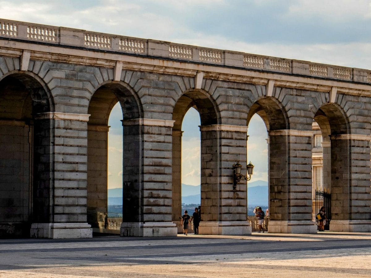 Mirador de la Cornisa del Palacio Real - The Royal Palace of Madrid. Architectural terms: arch, archway, keystone.